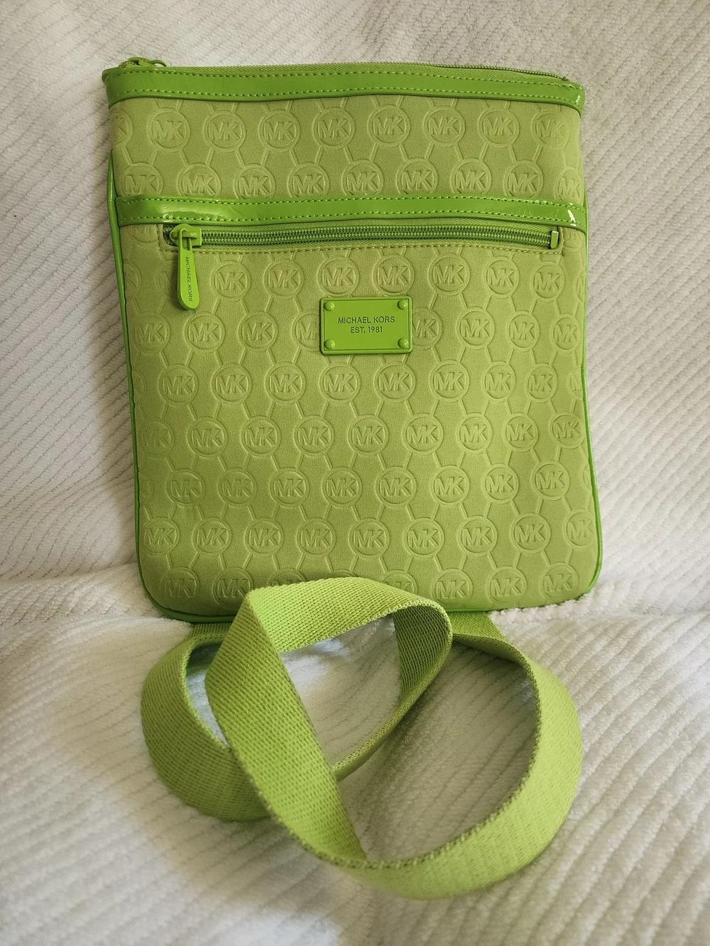 Michael Kors Neon Green Embossed Crossbody Bag